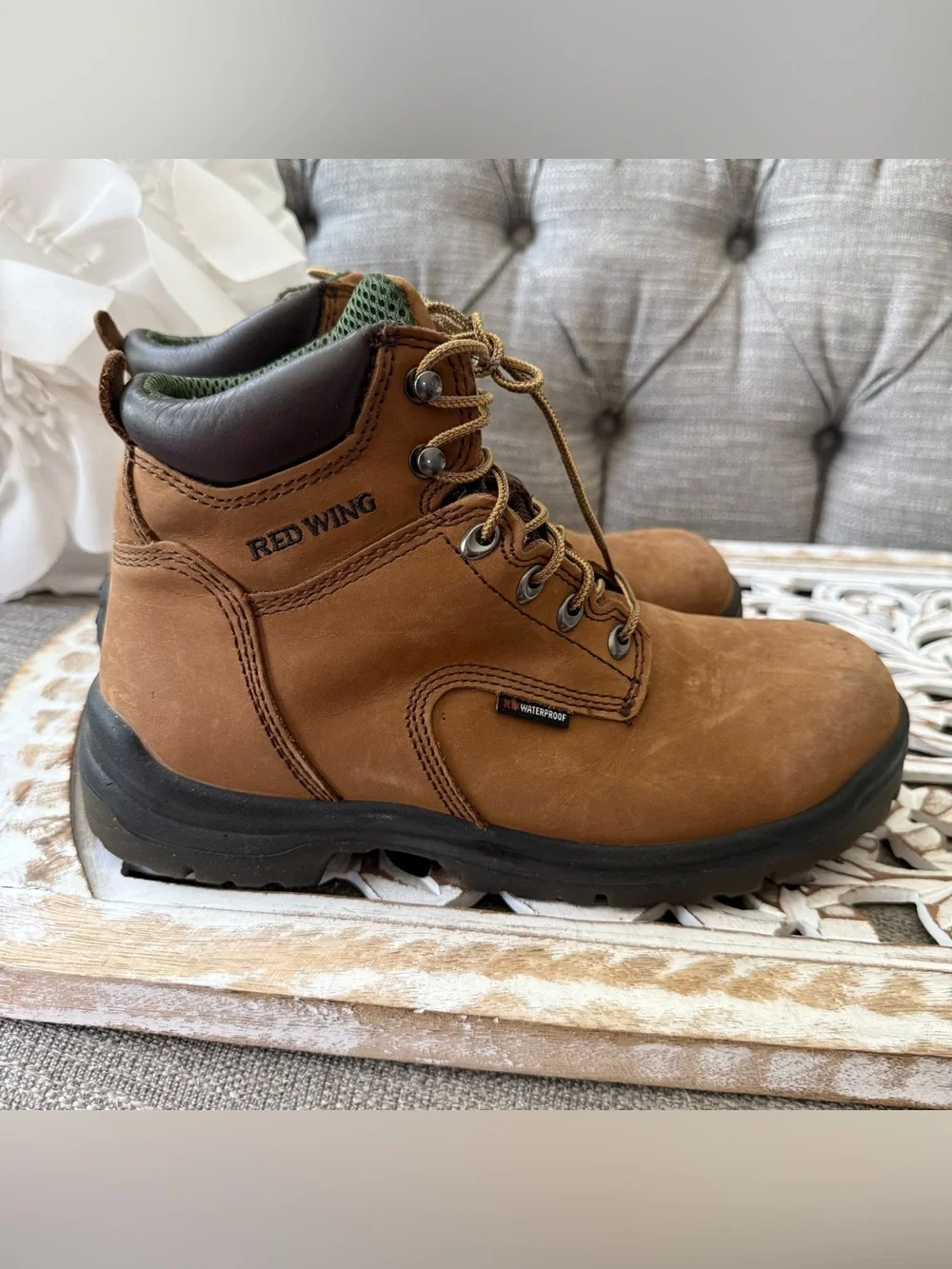 Red Wing King Toe Boots Shoes Brown Waterproof Lace-Up Work Boots 9